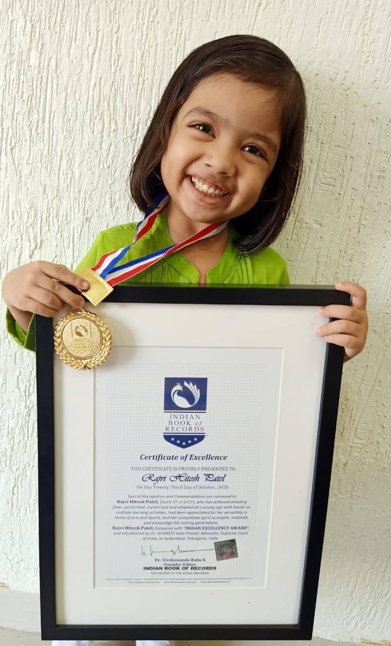Rajvi Hitesh Patel - Certificate of Excellence